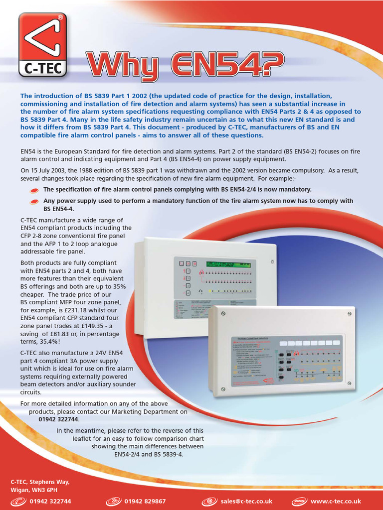 EN54 vs BS 5839 Fire Alarm Standards | PDF | Electricity | Electrical ...