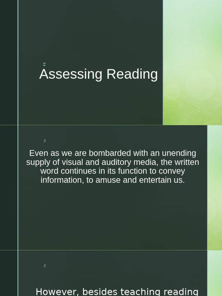 Effective Reading Assessment Strategies | PDF | Multiple Choice ...