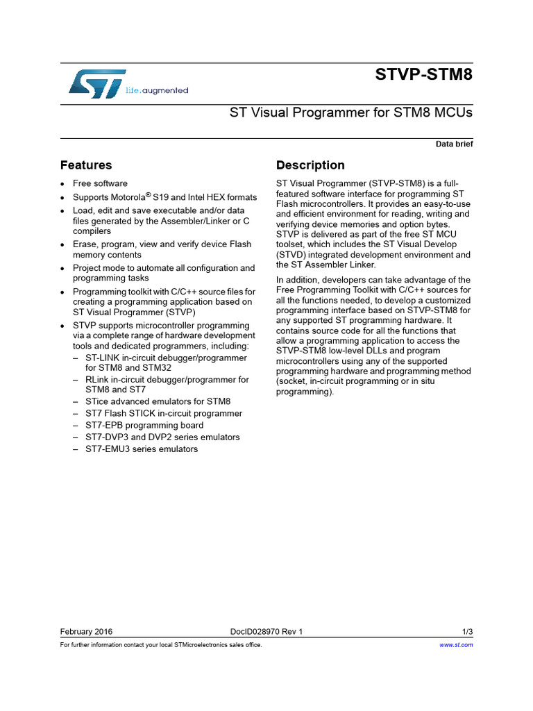 ST Visual Programmer for STM8 MCUs | PDF | Microcontroller | Computer ...