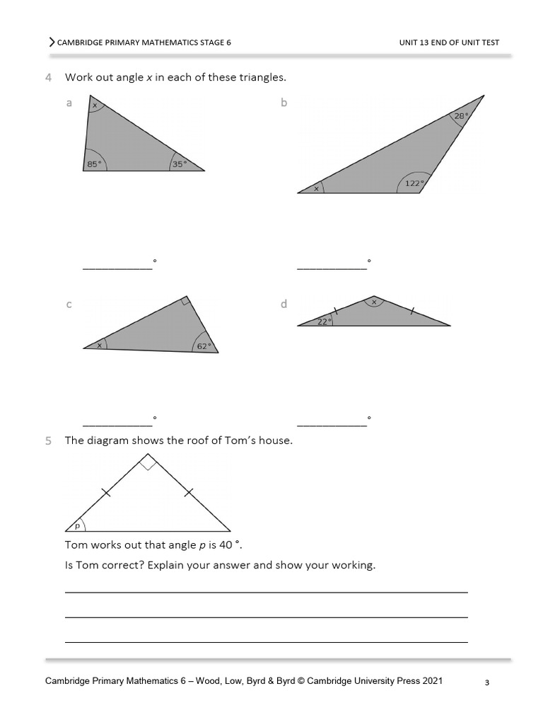 Maths Y6 Angles in Triangle | PDF