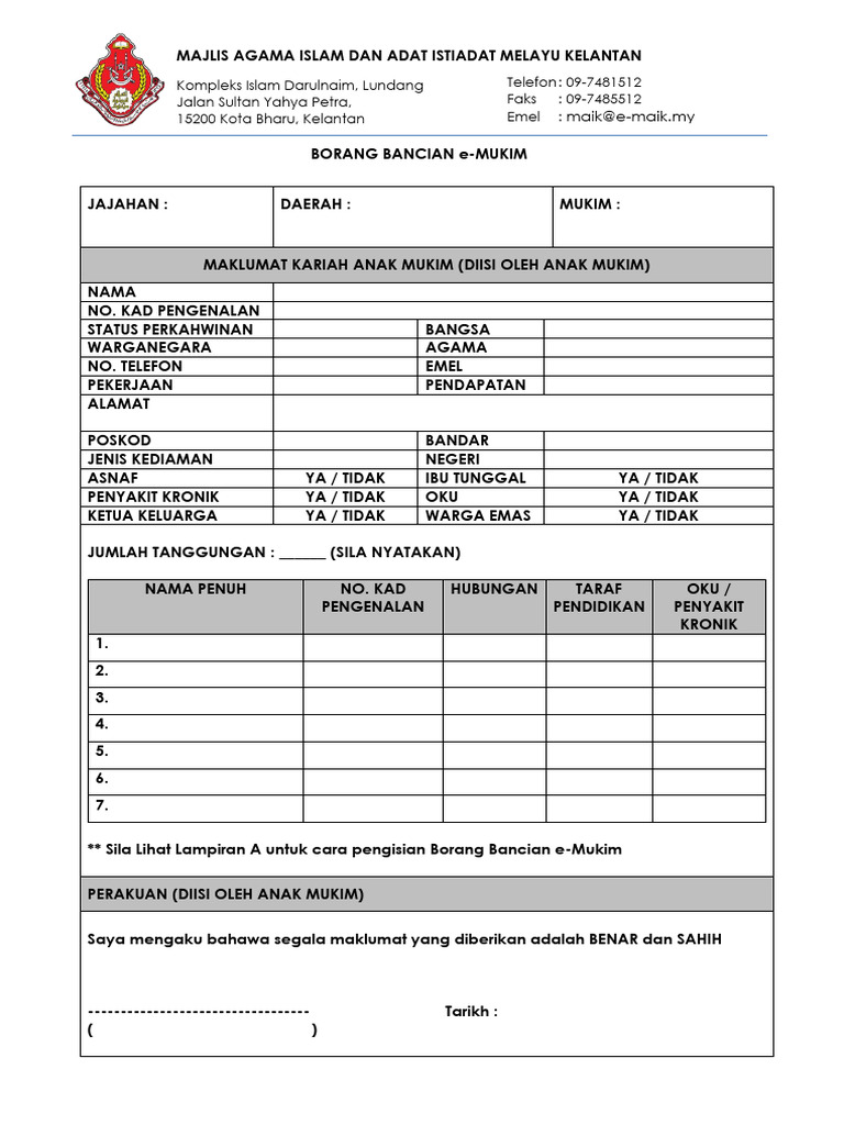 Borang Bancian Emukim | PDF