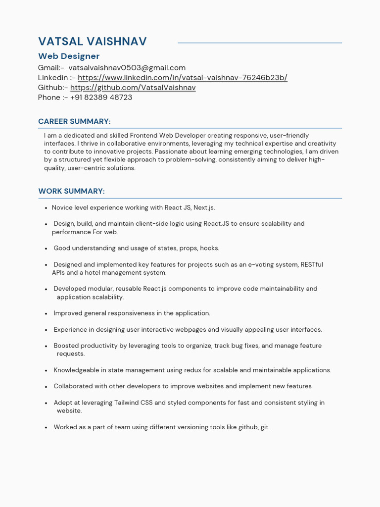 Frontend Web Developer Portfolio | PDF | Java Script | Cyberspace