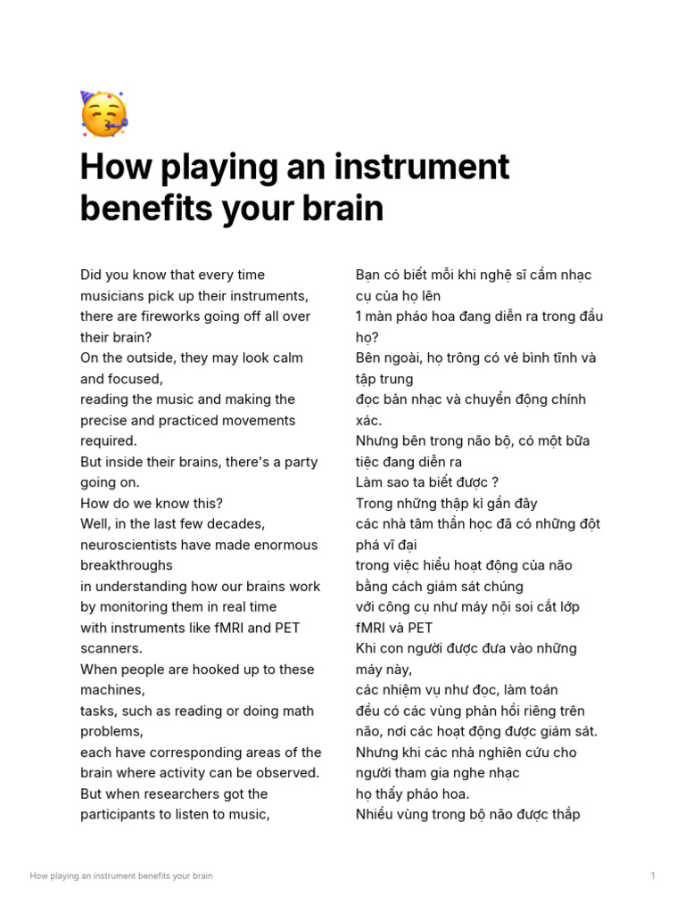 How Playing An Instrument Benefits Your Brain | PDF