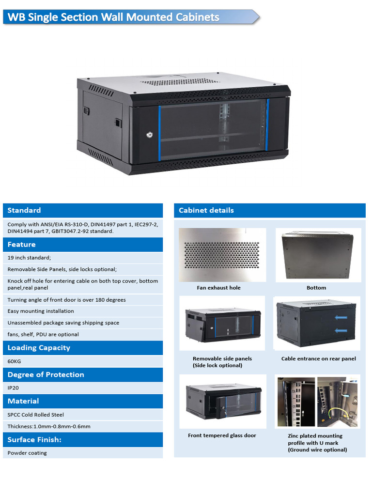 19-Inch Wall Mounted Cabinet Specs | PDF | Wall | Rolling (Metalworking)