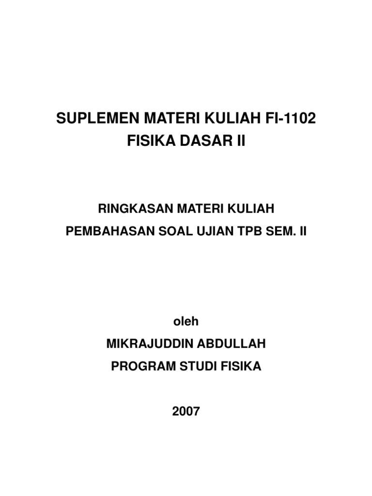 Soal Fisika Dasar 1 Dan Jawaban Mikrajuddin Abdullah - Paling Pintar