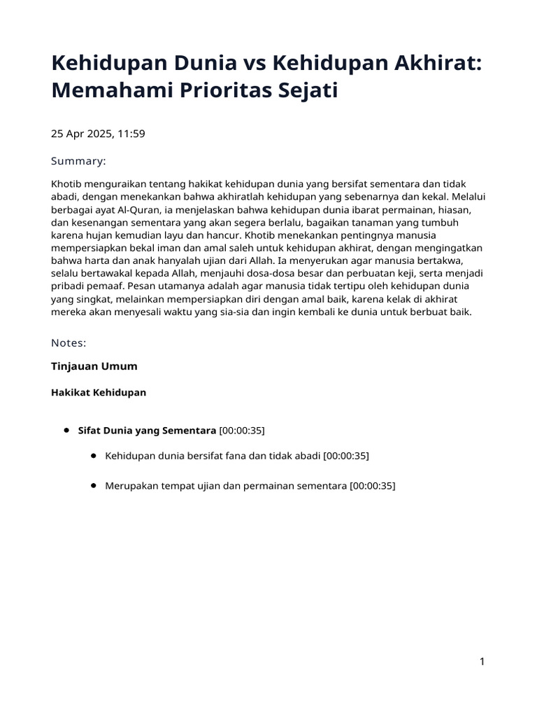 Kehidupan Dunia Vs Kehidupan Akhirat - Memahami Prioritas Sejati ...