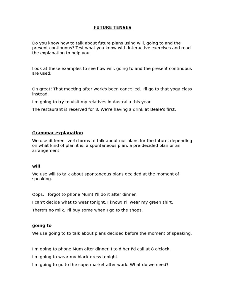Understanding Future Tenses in English | PDF