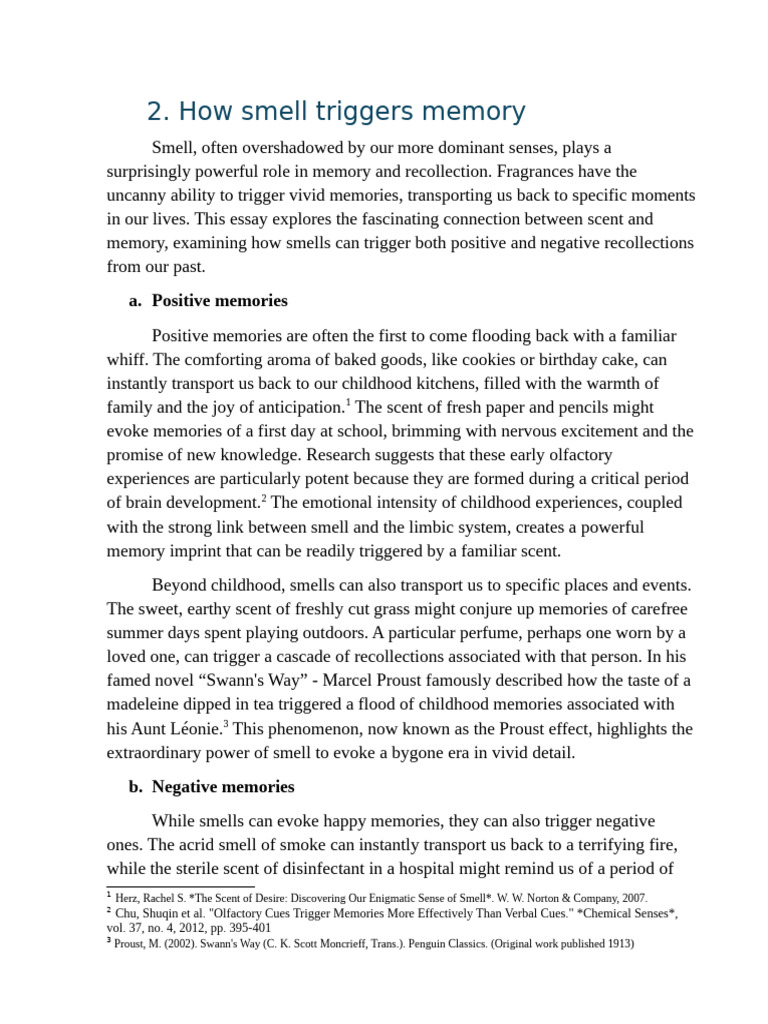 How Smell Triggers Memory Pdf Odor In Search Of Lost Time