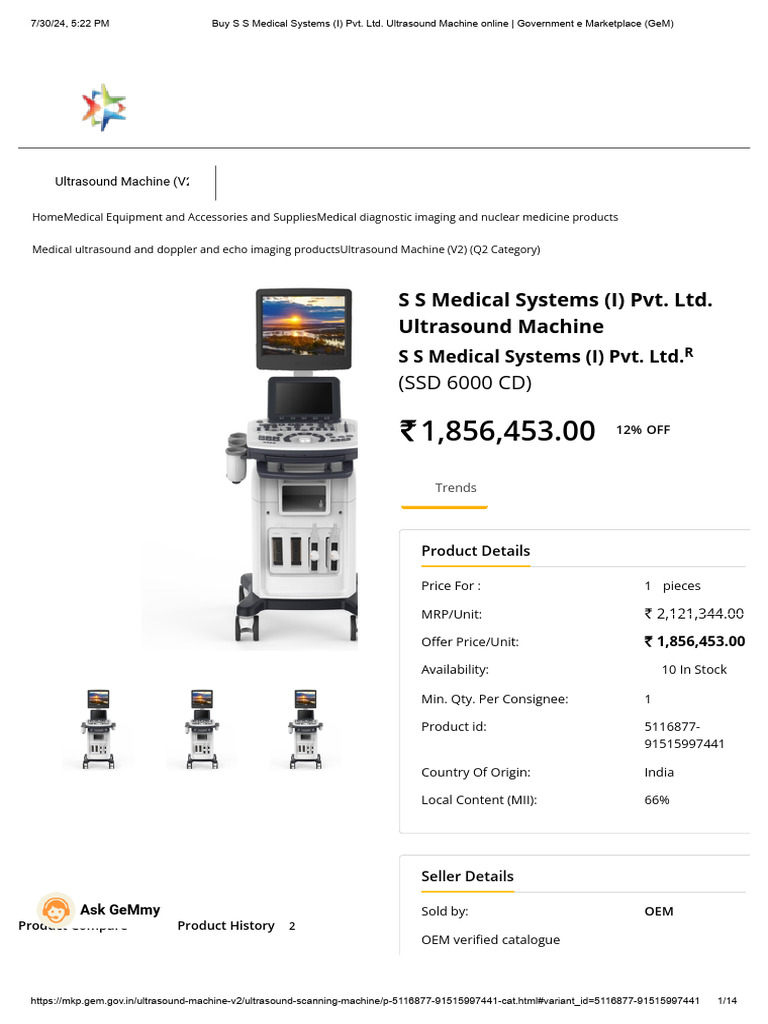 Buy S S Medical Systems (I) Pvt. Ltd. Ultrasound Machine Online ...