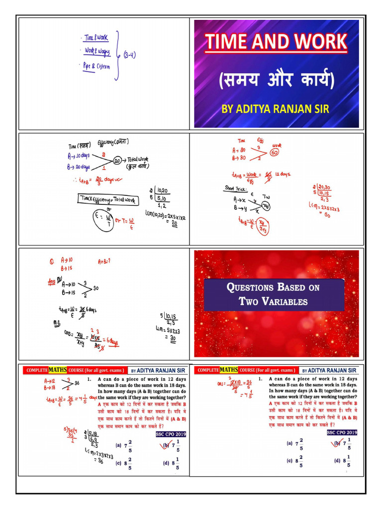 Time and Work Edit Aditya 1 | PDF