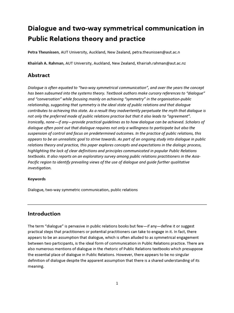 Cooper+-+Dialogue and Two-Way Symmetrical Communi | PDF | Dialogue ...