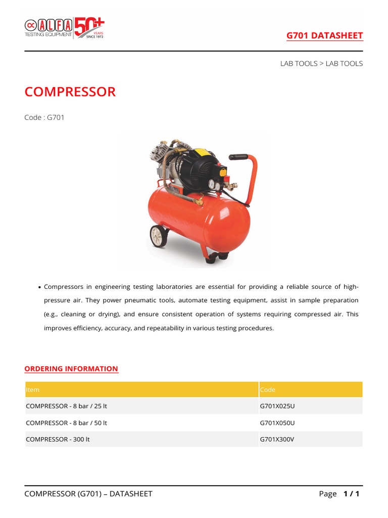High-Pressure Air Compressors for Labs | PDF