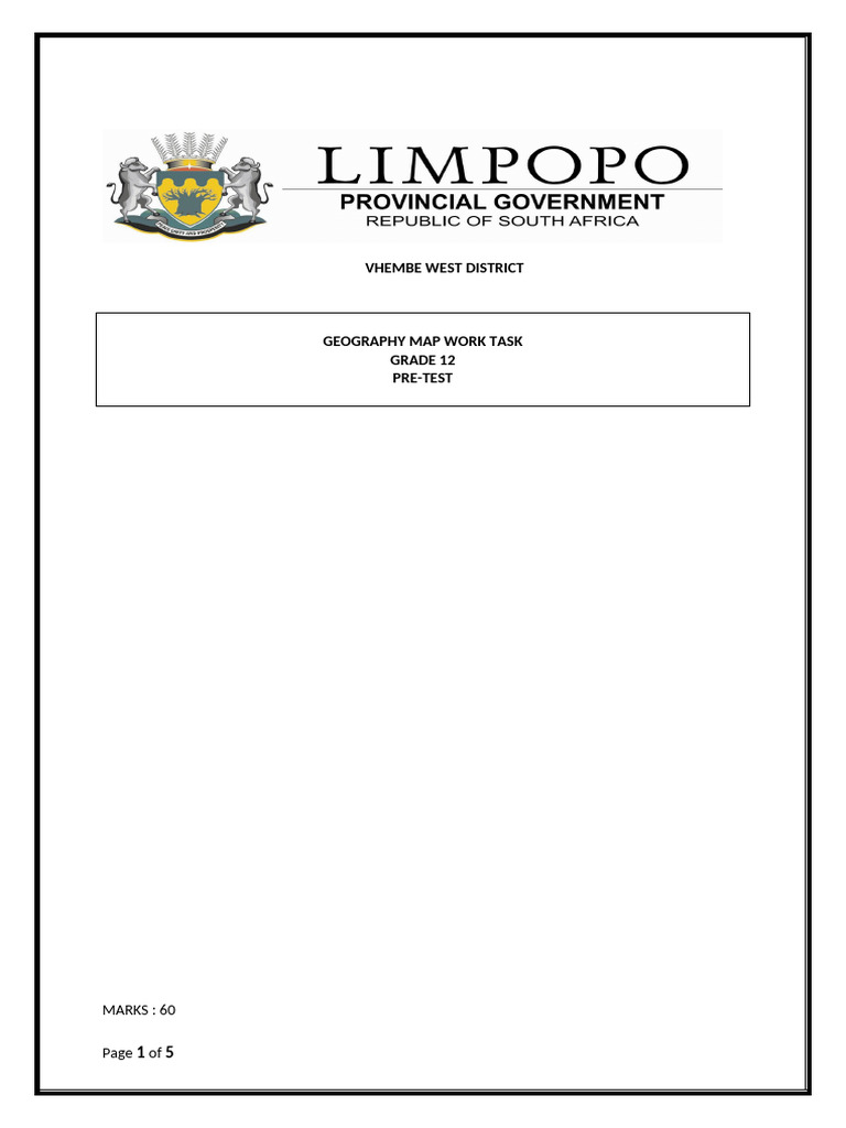 Grade 12 Mapwork Pre-Test | PDF | Geographic Information System ...