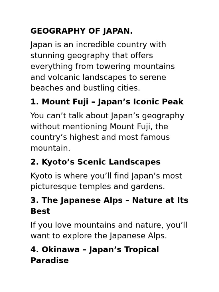 Geography Highlights of Japan | PDF