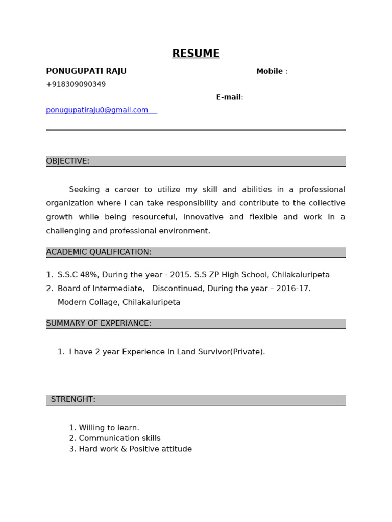 Ponugupati Raju Resume 2 | PDF