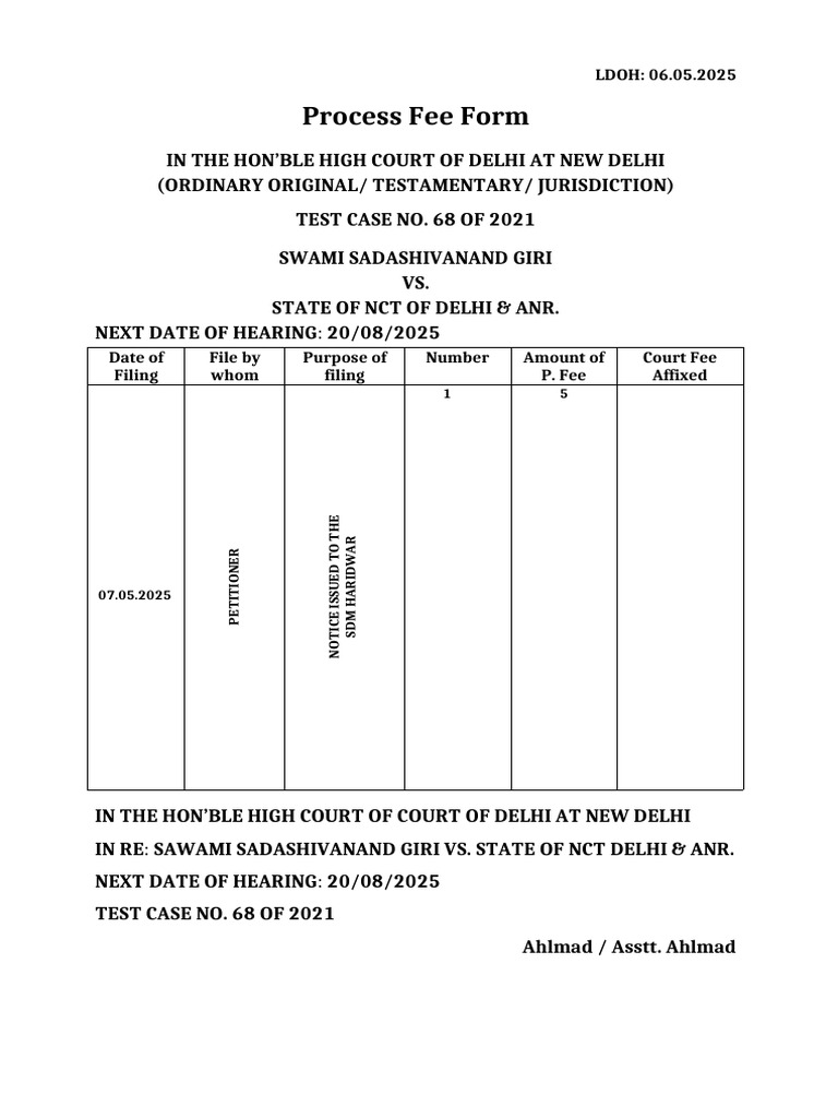 Delhi High Court Process Fee Forms | PDF | Companies Of The United ...