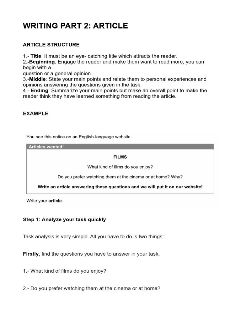 Article Writing Structure Guide | PDF | Movie Theater