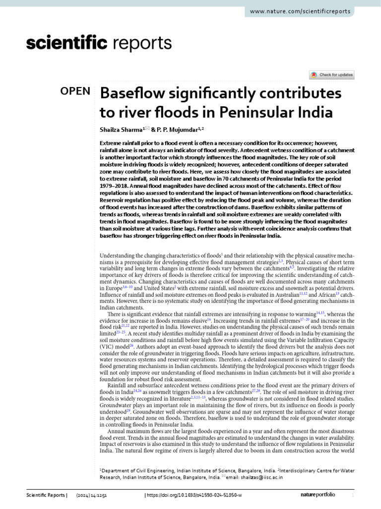 Baseflow's Role in Indian River Floods | PDF | Flood | Drainage Basin