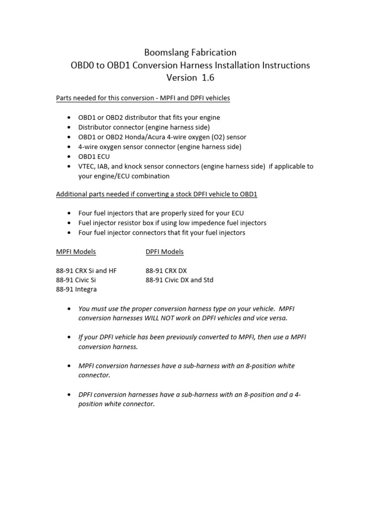 OBD0 to OBD1 Conversion Guide | PDF | Electrical Connector ...