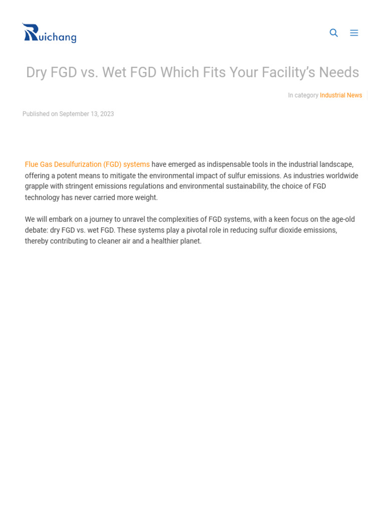 Dry vs. Wet FGD Systems Explained | PDF | Chemistry | Materials