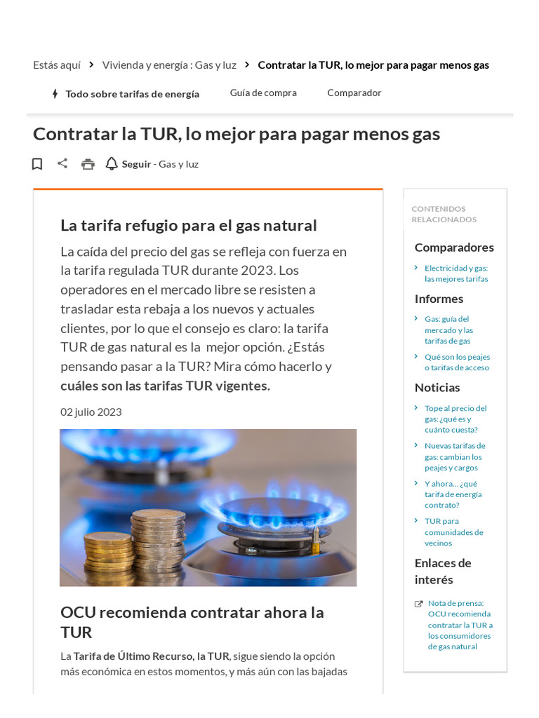 Ahorra con la tarifa TUR de gas | PDF | Mercado (economía) | Mercado libre