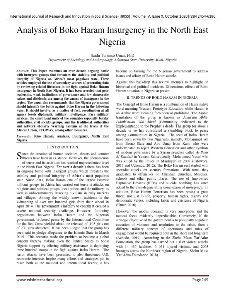 Analysis of Boko Haram Insurgency in The | PDF | Boko Haram | World ...