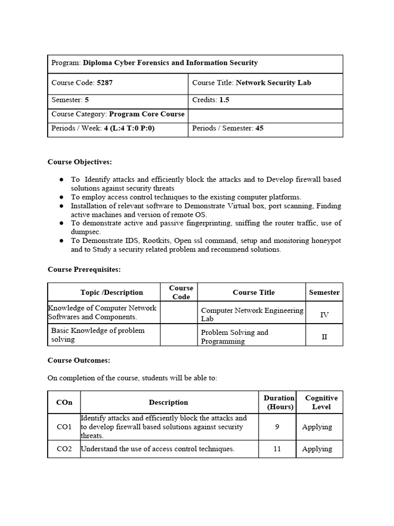 Network Security Lab - DCF S5 | PDF | Security | Computer Security