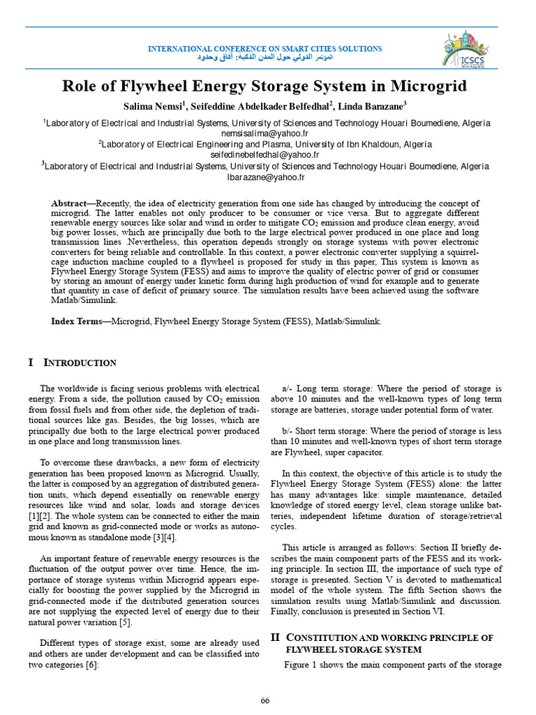 Role of Flywheel Energy Storage System I | PDF | Energy Storage ...
