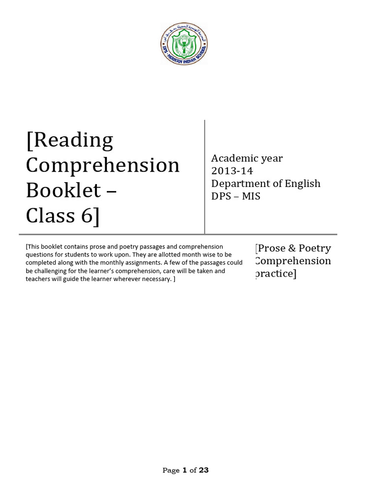 Class 6 Reading Comprehension Guide | PDF | Marco Polo | Trees
