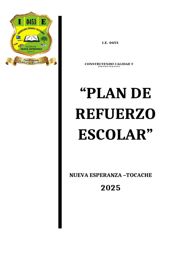 Plan de Refuerzo Escolar 2025 Tocache | PDF | Maestros | Aprendizaje
