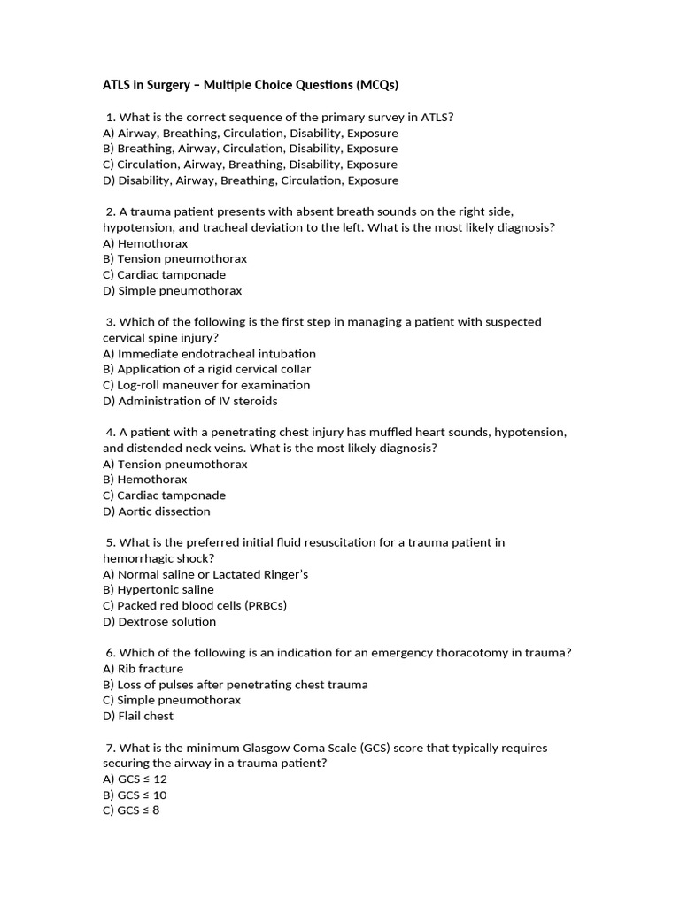 ATLS Trauma Management Essentials | PDF | Major Trauma | Traumatic ...