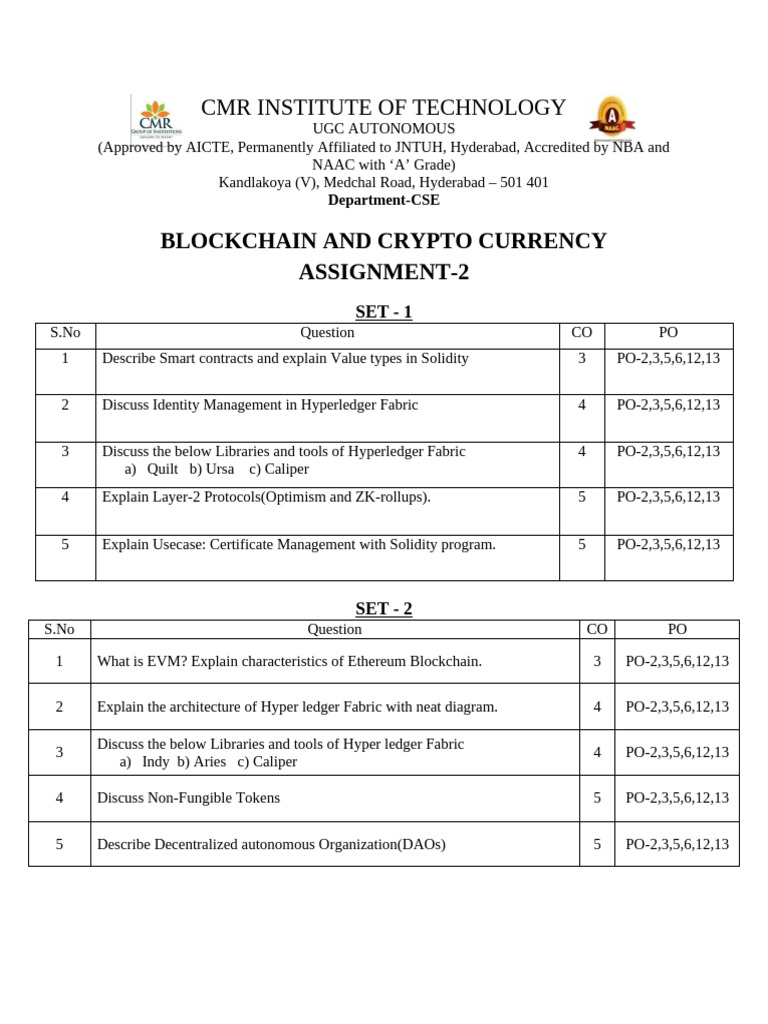 Blockchain and Cryptocurrency Assignment | PDF | Applications Of ...