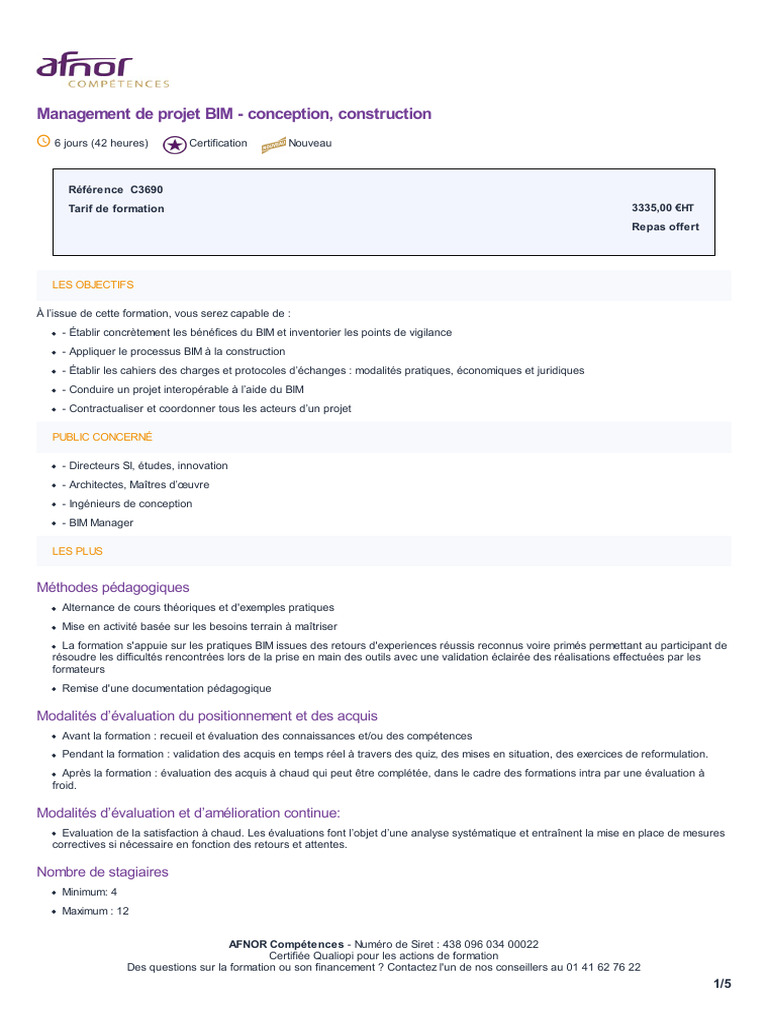 Formation BIM : Management de projet | PDF | Building information modeling