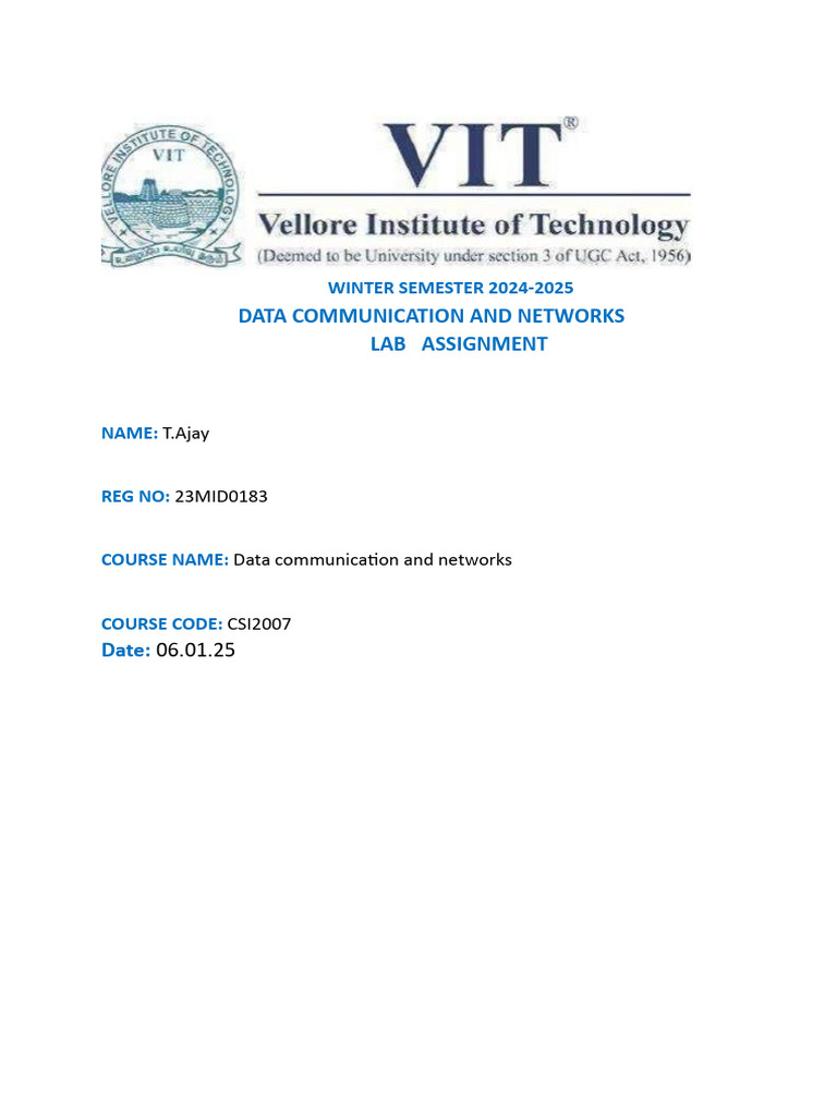 Data Communication Lab Assignment 2024 | PDF