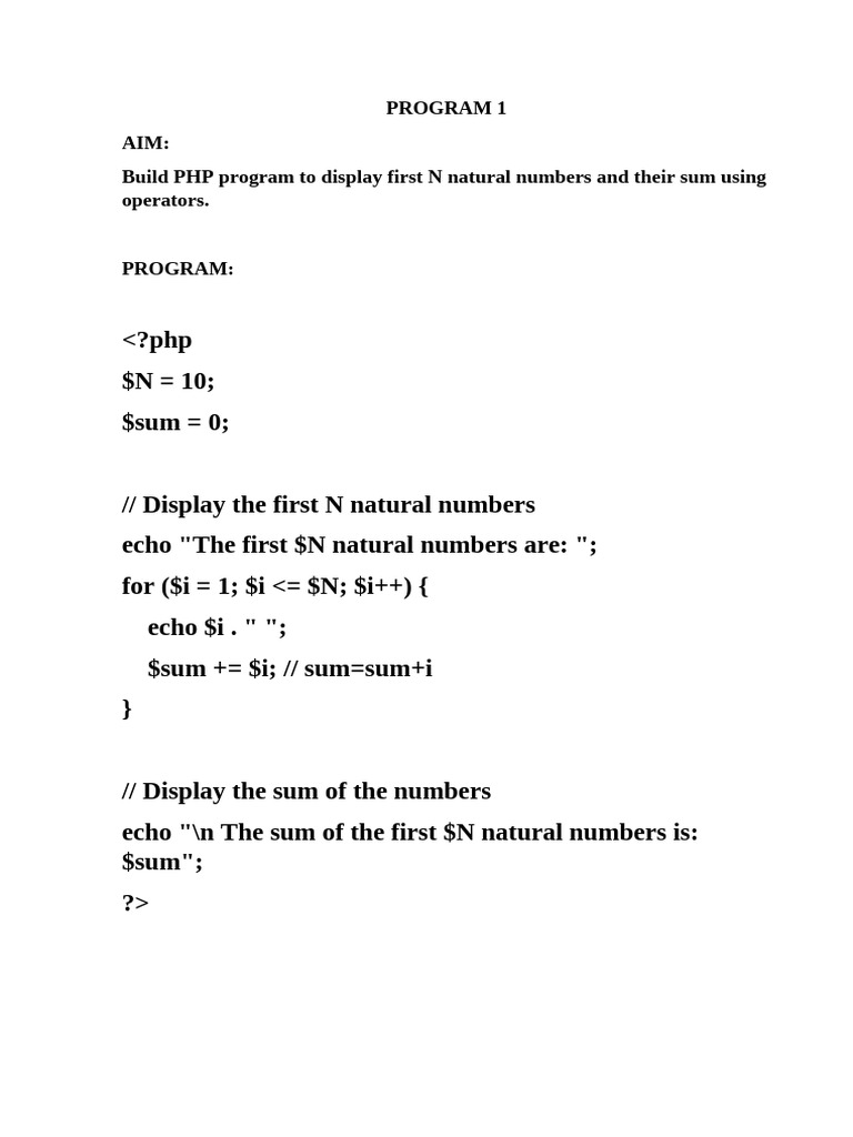 1 - Display First N Natural Numbers | PDF