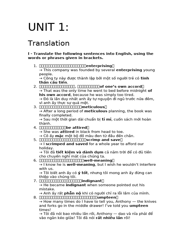 UNIT 1 Translation | PDF