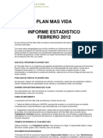 Plan Mas Vida Informe Estadístico Febrero 2012