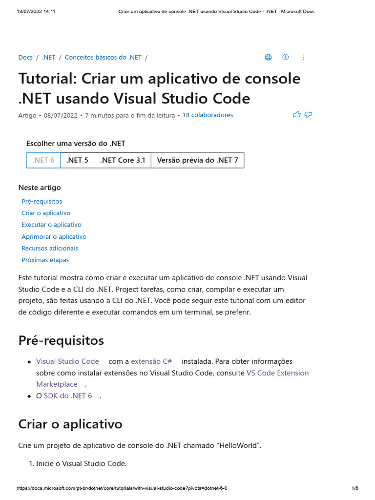 Criar App Console .NET no VS Code | PDF | C Sharp (linguagem de ...