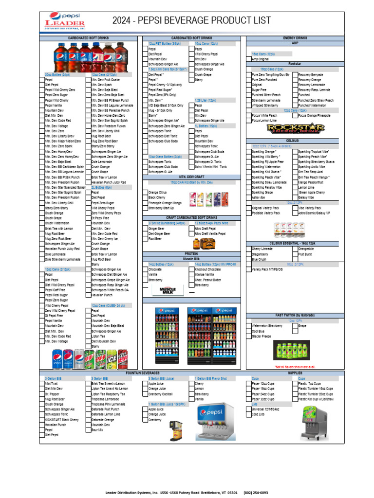 Pepsi Product List 2024 | PDF | Lemonade | Berry