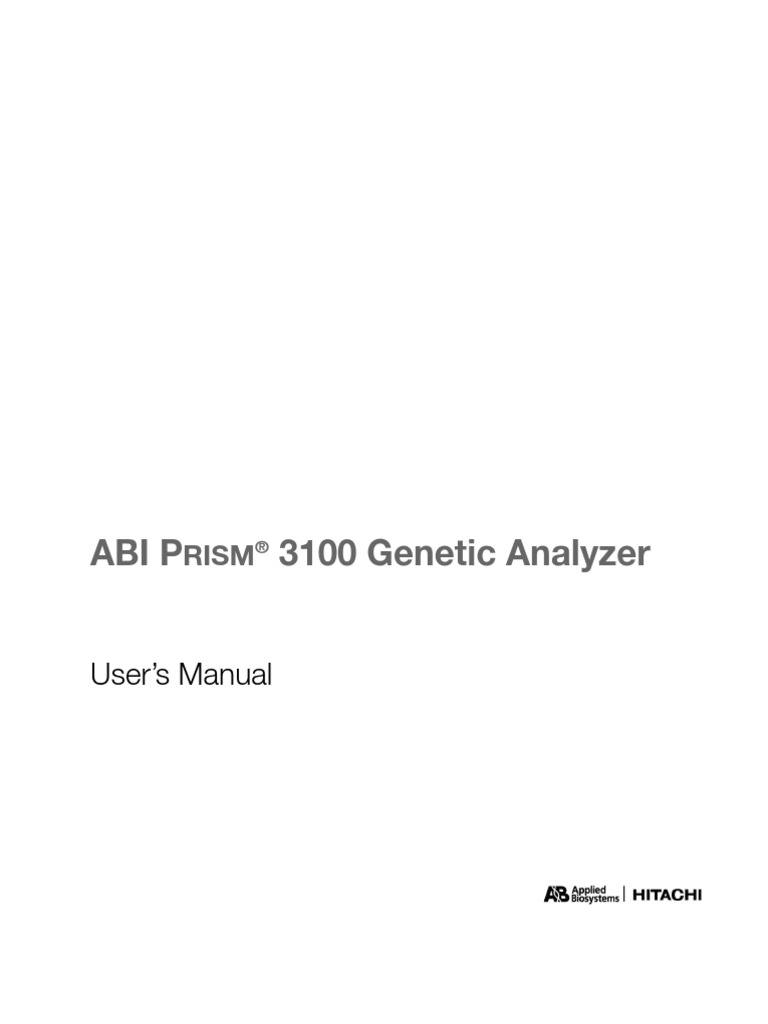 ABI 3100 Analyzer Users Manual PDF Capillary