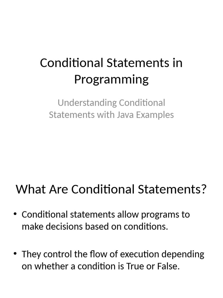 Java Conditional Statements Explained | PDF