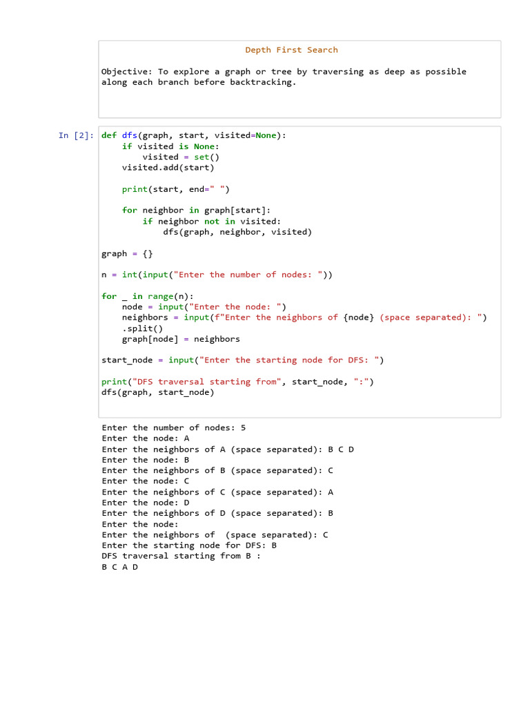 Depth First Search Graph Example | PDF