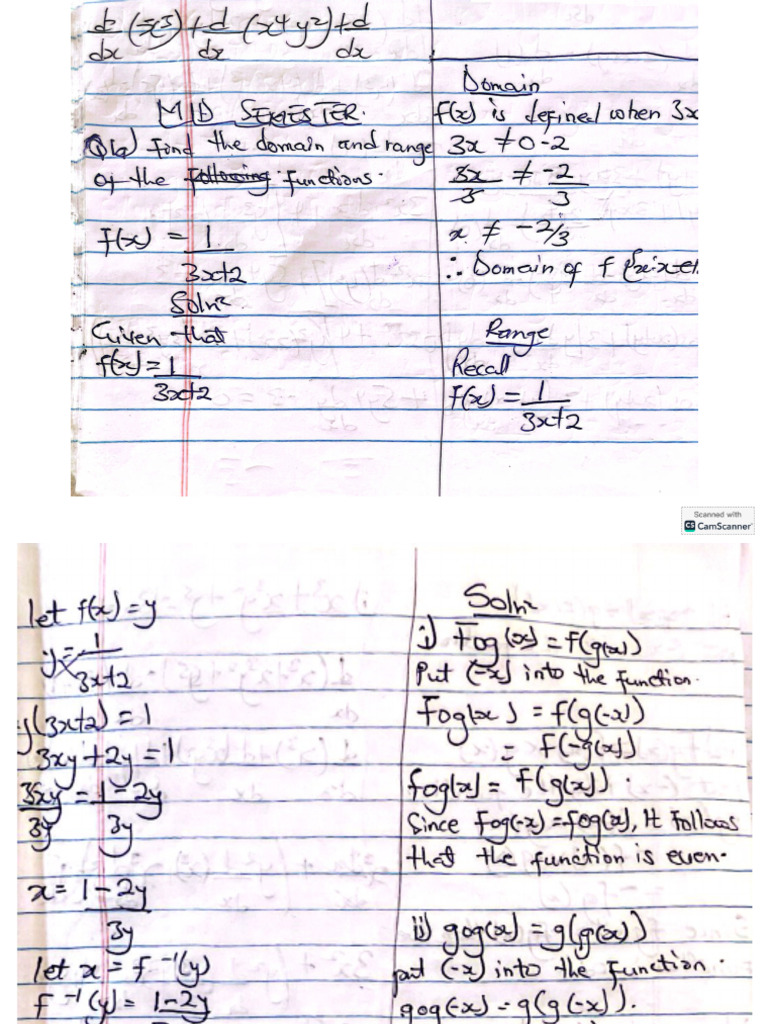 Maths 1 Full Time Midsem Marking Scheme | PDF