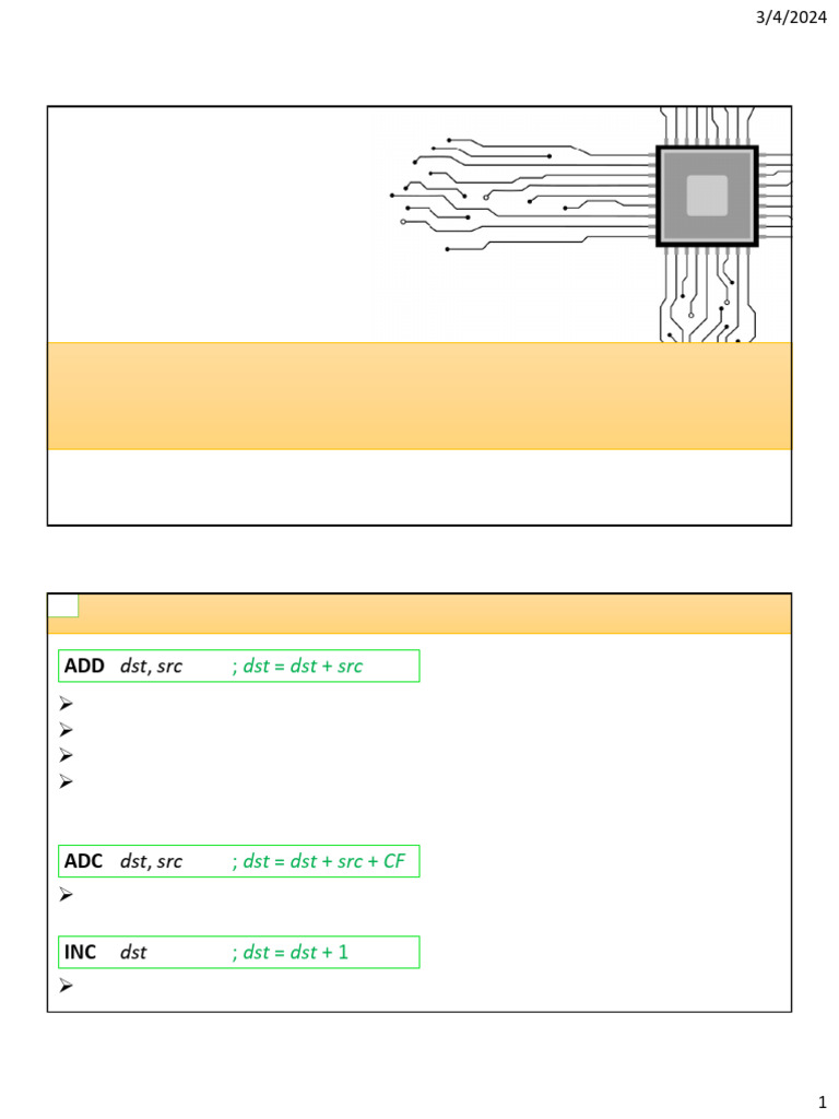 Arithmetic and Logic Instructions in Microprocessors | PDF ...