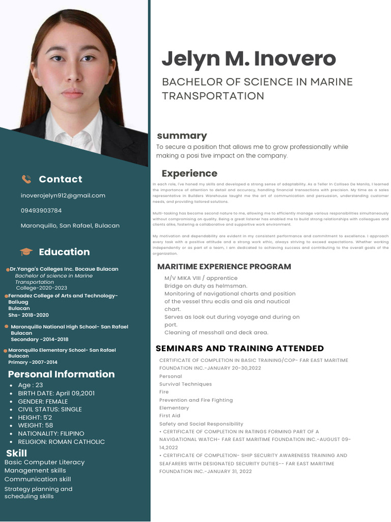 Jelyn Inovero CV Resume | PDF