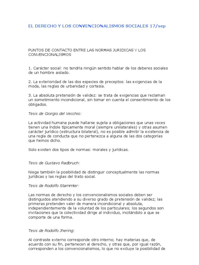 El Derecho y Los Convencionalismos Sociales 17sep