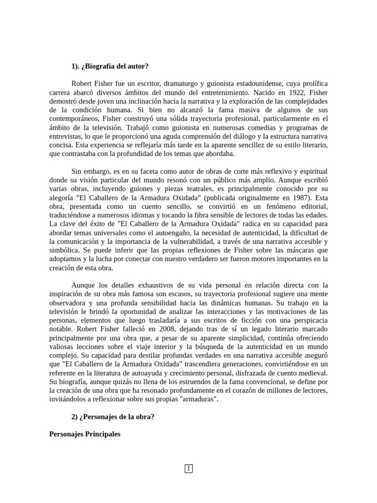 Biografía y Análisis de "El Caballero" | PDF | Amor | Verdad