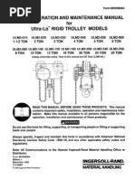 Pa RTS, Operation and Maintenance Manual For Ultra-Lo'" Rigid Trolley Models