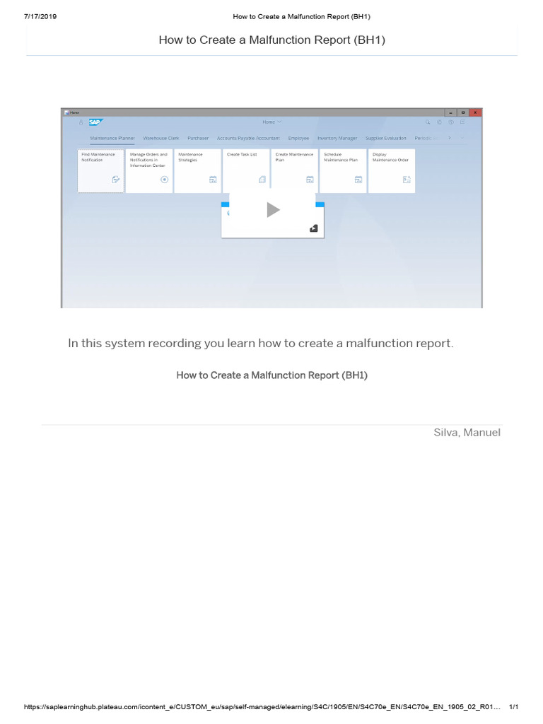 Creating a Malfunction Report Guide | PDF