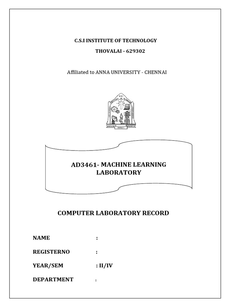 Machine Learning Lab Record for AI | PDF | Accuracy And Precision ...